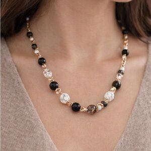 Boutique NY Statement Necklace ✨ Elegant Gold Tone Beaded Chain Quiet Luxury